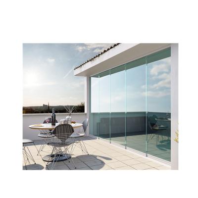 China Modern lightweight frameless glazing back sliding glass partition door courtyard sliding partition wall for sale