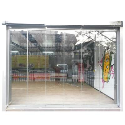 China Waterproof Cheap Stacking For Ventilation And More Space Frameless Sliding Glazing Balcony Door Folding for sale