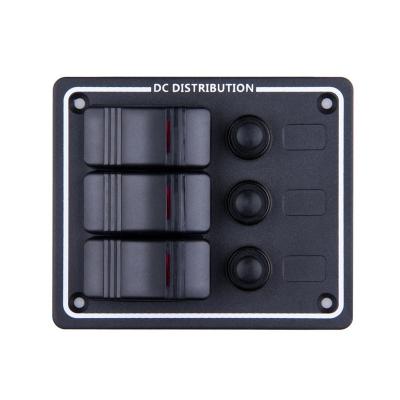 China Whaleflo LED Boat Caravan Rocker Switch Panel Overload Protection Breakers Horizontal for sale