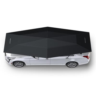 China 4.8Meter Semi-automatic Outdoor Car Vehicle Tent Umbrella Sunshade Roof Cover Anti-UV Kit Sun Shade Car Umbrella for sale