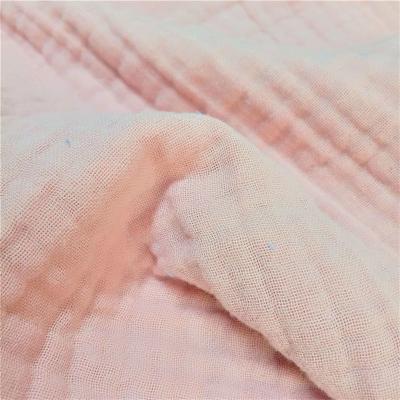 China Breathable Hot Sale 100%cotton Muslin Fabric , 4 Layers Plain Dyed Crepe Fabric for sale