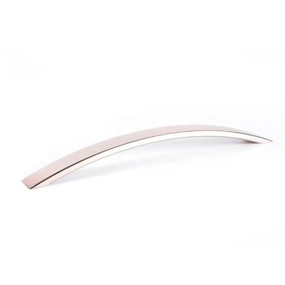 China Cabinet Champagne Pink Anodized Polishing Bending Stamping Curved Aluminum Sideboard Handle for sale