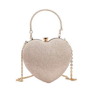 China Girls Even Heart Shaped Crystal Handbag Tote Purse Women's Motion Sensing Clutch Bag For Wedding Party Small Heart Shaped Bag With Diamond for sale