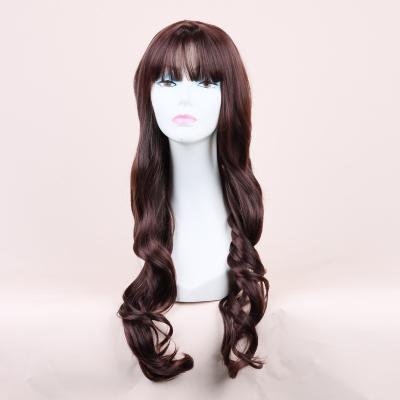 China Body Wave European-Style Wigs Popular Air Bangs High Temperature Silk Big Wave Curly Hair Women Head Wig for sale