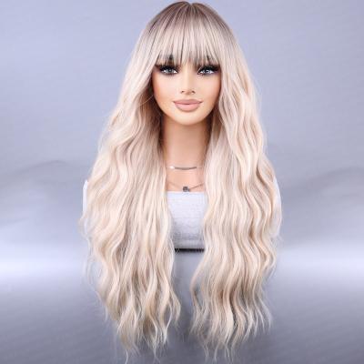 China Body Wave New Wig Fashion Trend Long Curly Big Wave Fringe Wig High Temperature Chemical Fiber Silk Wig for Women for sale