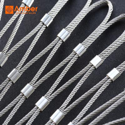 China Plain Weave Decorative 304 Stainless Steel 7X7 Wire Rope Ferrule Flexible Fence Mesh for sale