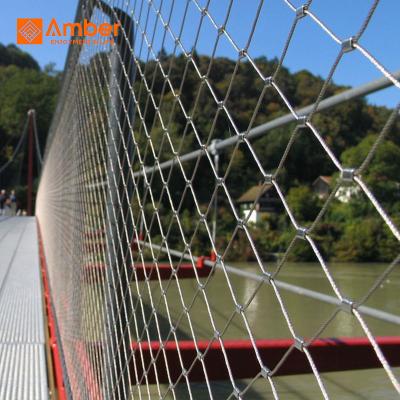 China Outdoor Architectural Ferrul Woven Wire Rope Plain Weave Stainless Steel Bridge Mesh Net for sale