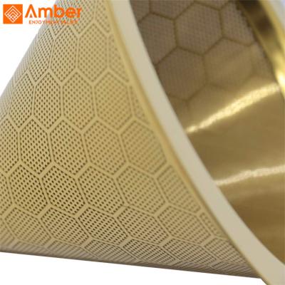 China Single Sustainable Gold Honeycomb Stainless Pour Over Cone Coffee Filter Dripper for sale