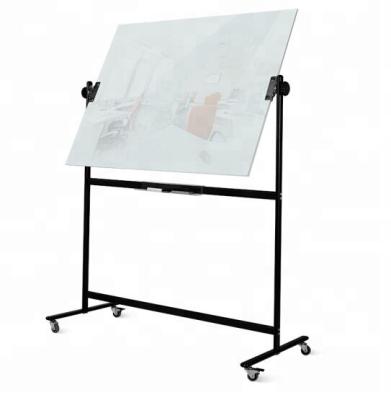 China Magnetism Double Sides Use Magnetic Glass Whiteboard With Bracket Stander 360 Swivel For Office School Home Whiteboard for sale