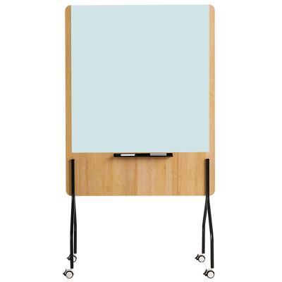 China Magnet Factory High Quality Mobile With Wood Frame Magnetic Glass Whiteboard For Writing Back With Felt Pen For Sticking Note for sale