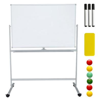 China Magnetism Whiteboard 360 Movable Double Sided Magnetic Dry Erase Board, Stand On Rolling Wheels With Brake for sale