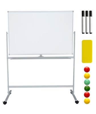 China 360 Degree Magnetism Magnetic Reversible Side Whiteboard With Stand Holder Glass Whiteboard for sale