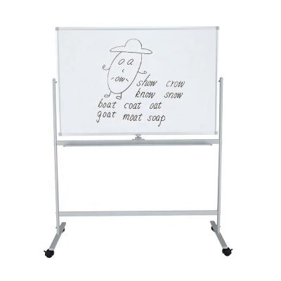 China Magnetism Whiteboard 360 Movable Double Sided Magnetic Dry Erase Board, Stand On Rolling Wheels With Brake for sale