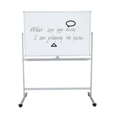 China Magnetism Large Mobile Double Sided 4MM Magnetic Tempered Safe Glass Whiteboard With 360 Swivel And Ever Ghost Configuration for sale