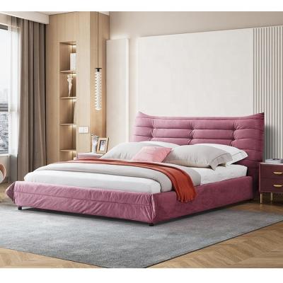 China (Size) Customized Tufted Luxury Upholstered Platform Beds Velvet Wood Frame Adjustable King Size Velvet Bed for sale