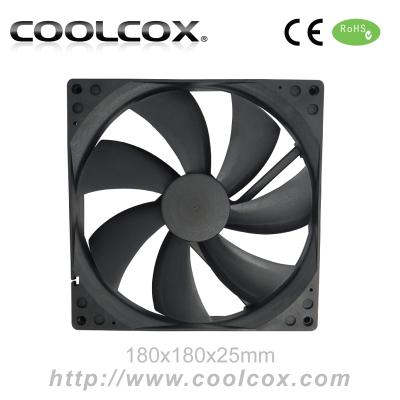 China CoolCox Plastic DC Axial Fan 180x180x25mm, Bushing or Ball Bearing, 12V, Exhaust Fan, DC Brushless Fan 12V 24V for sale