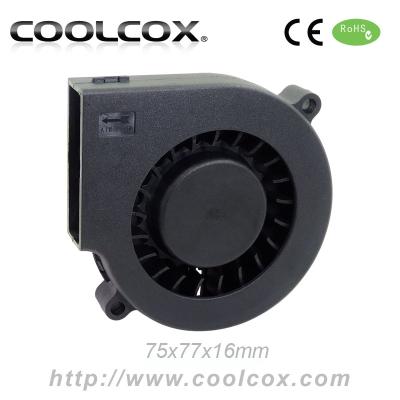 China CoolCox 7515 small home appliance fan fan, 75x77x16mm fan fan, turbo fan, 5V/12V/24V, DC centrifugal fan, DC fan fan for sale