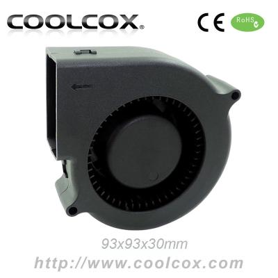 China Home appliance CoolCox 9330 small fan fan, 93x93x30mm fan fan, turbo fan, 5V/12V/24V, DC centrifugal fan, bushing, 2-ball bearing for sale