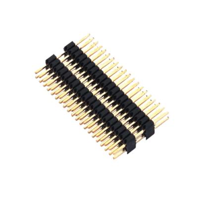 China All Plastics Double Row Electrical Connections Double Layer Pitch 40p 6mm Sector 1.27mm Pin Header Male Connector for sale