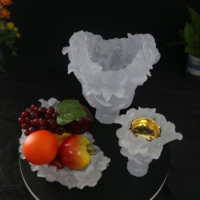 China Europe latest high grade European style flower vase crystal censer bowl set for decoration wedding hotel office home crystal for sale