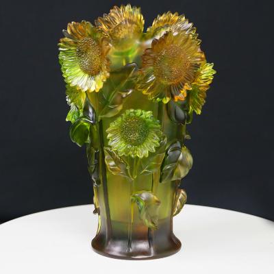 China 2021 Europe latest high grade European style sunflower crystal vase for home decoration, wedding, hotel or office for sale