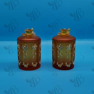 China 2021 China High Grade European Style Crystal Rose Candy Jar With 24k Gold Foiled for sale