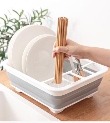 China 2021 Custom Kitchen Accessories Multifunctional Folding Logo Sink Drain Basket Organizer For Folding Dish for sale