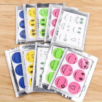 China Disposable Round Mosquito Pest Mosquito Disposable Round Mosquito Repellent Sticker Anti Mosquito Cartoon Face Smile Repellent Stick for sale