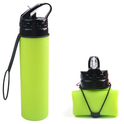 China 600ml BPA Silicon Beverage Free Viable Wholesale Collapsible Silicone Collapsible Water Bottle for sale