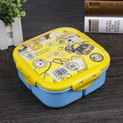 China Heatable 3 Compartment Microwavable Cartoon Plastic Bento Lunch Box For Kids Children for sale