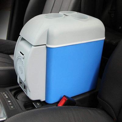 China Sports Wholesale 7.5L 12V Boxcar Refrigerator Hot Cold Mini Car Fridge With Cup Rack for sale