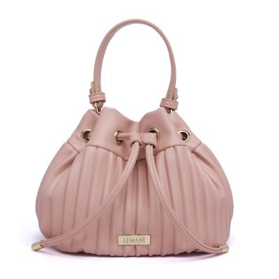 China Fashion design pink travel bag fashion women ruffled bucket bag the latest rope bag for sale