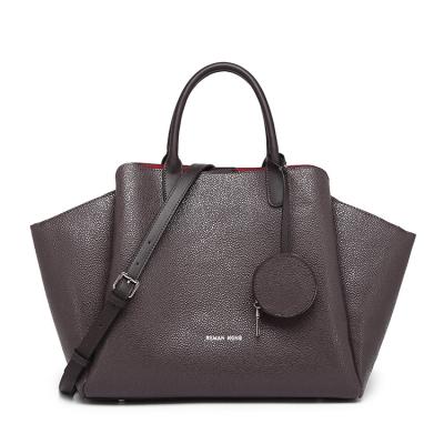 China Other Women Luxury Brown Handbag With Removable Coin Purse Zipper Shoulder Strap Tote Bag for sale