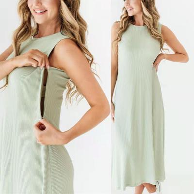 China Radiation Protection Breastfeeding Dresses With Hidden Zipper Access Soft And Stretchy Sleeveless Dress For Summer Maternity Dress for sale