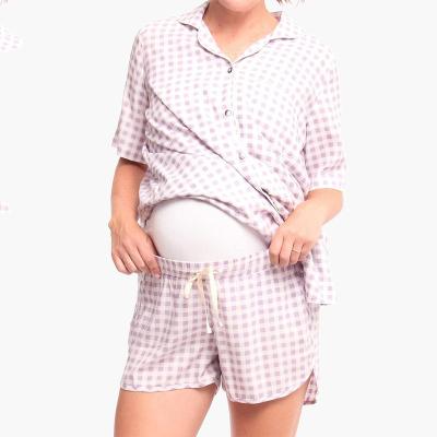 China 100% Rayon Breathable Custom Maternity Pajamas Shorts Pull-On Drawstring Matching Shorts for sale