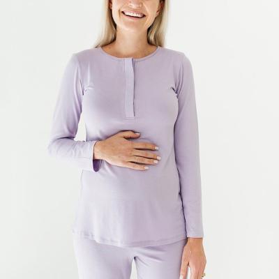 China Amazon Best Selling Maternity Sleepwear Maternity Breathable Custom Made Button Maternity Pregnancy Short T-Shirt Tops Sets for sale