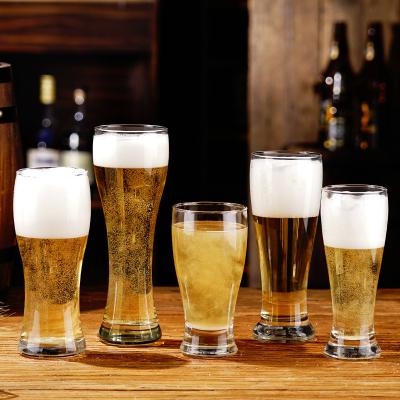 China Hot Selling Cheap Custom Tumbler Stocked Glass Beer Mug Logo Pint Beer Glass Cup for sale