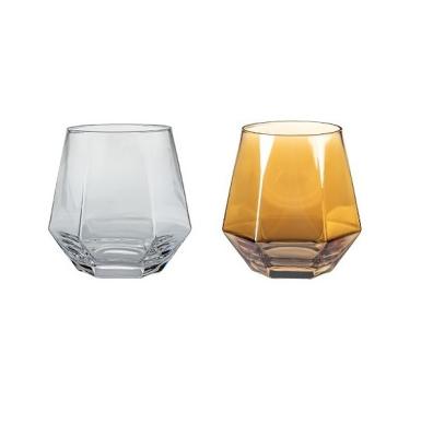 China Professional China Manufacture Whiskey Glass Clear Geometric Colored Glass Mug for sale