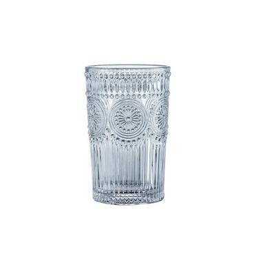 China Hot Selling Round Crystal Beverage Embossed Glass New Product Glass Cup for sale