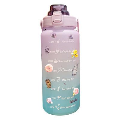 China Bpa Free Sustainable Plastic Half Gallon And Motivational Sports Water Bottle With Time Marker And Straw for sale