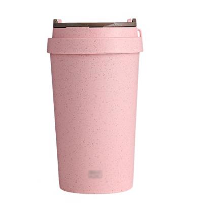 China 500ml Wheat Straw Bamboo Fiber Reusable Tumbler Sustainable Travel Eco-Friendly Coffee Mug Bpa Free With Lid for sale