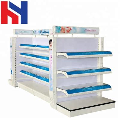 China Single Sided 3-6 Layers Custom Supermarket Gondola Shelf Shopping Mall Cosmetic Rack With Led for sale