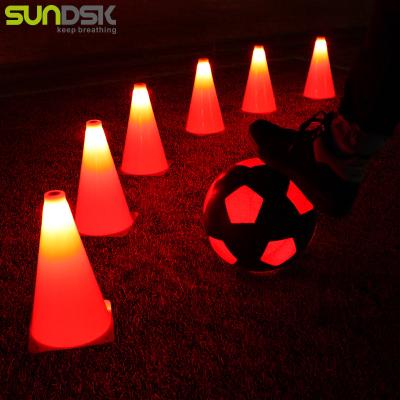 China Long Lasting Glow In The Dark Luminous Led Football Sports Soccer Ball Road Cone Plastic Cones For Soccer Training for sale