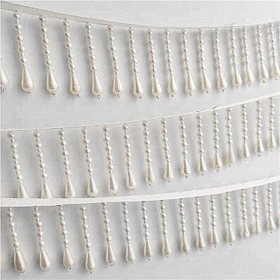 China Handmade Handmade Embroider White Organza Pearl Rhinestone Seed Pearl Lace Trimming Band For Dress for sale