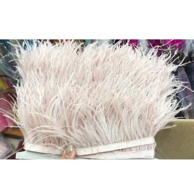 China Dress/Garment Factory Wholesale Sales Off White Gray Ostrich Feather White Pink Decorative Dress Women Cheap Trim For Clothes for sale