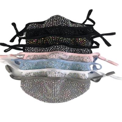 China Crystal Rhinestone Bling Black Rhinestone Rhinestone Maskes Party Glitter Face Nightclub Fashion Show Maske For Women Girls Kids for sale