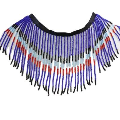 China Flatback Handmade Silver Gold Bugle Fringe Fringe Lace Red Blue Green Beaded Stone Stone Trimming For Dance Dress Curtain Garment for sale