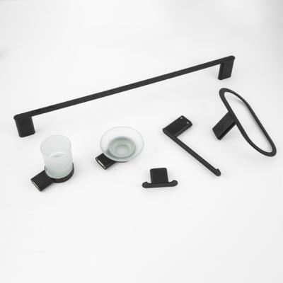 China Modern Bathroom Hardware Set, Matte Black Stainless Steel Wall Mounted Set for sale