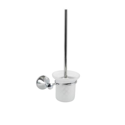 China Modern Wall Mounted Steel Toilet Brush With Glass Holder For Bathroom for sale