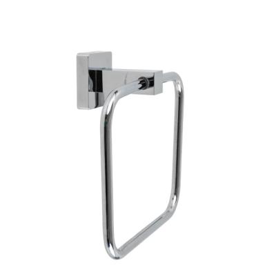 China Modern Bathroom Accessories Square Towel Ring With Screws Wall Mounted Towel Rack for sale